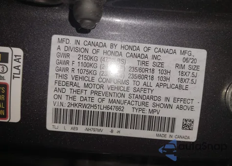 2020 Honda Cr-V Awd Ex from USA, damaged, VIN 2HKRW2H51LH647662